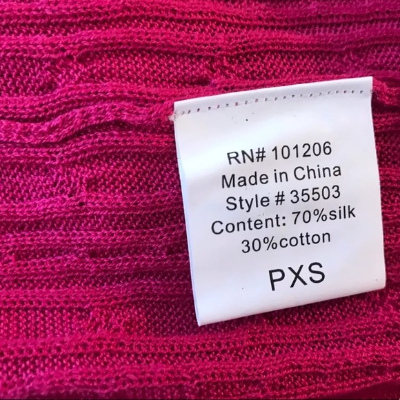 SOFT SURROUNDINGS Dolman Sweater Magenta Pink Silk Cotton Blends Cable Knit - Picture 7 of 8